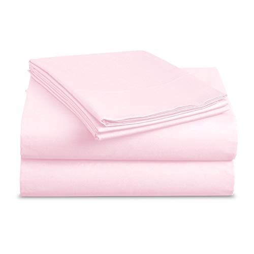 Luxe Bedding Sets - Queen Sheets 4 Piece, Flat Bed Sheets, Deep Pocket Fitted Sheet, Pillow Cases, Queen Sheet Set - Baby Pink