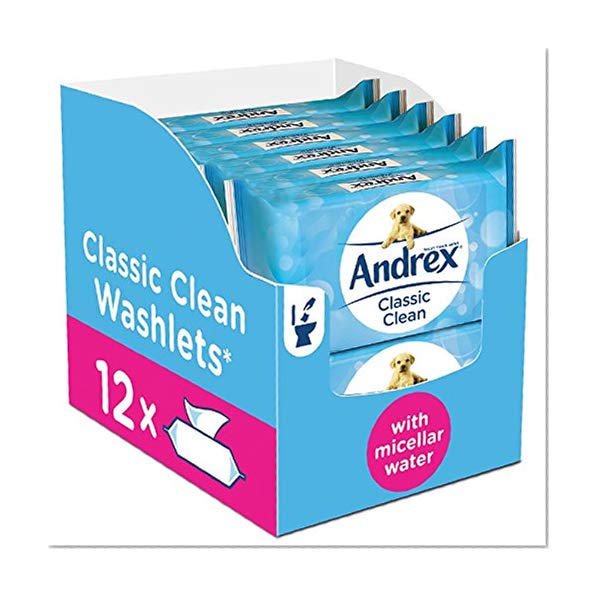 Andrex Washlets jetable Toilettes Mouchoirs Lingettes, Classic Clean, Lot de 12