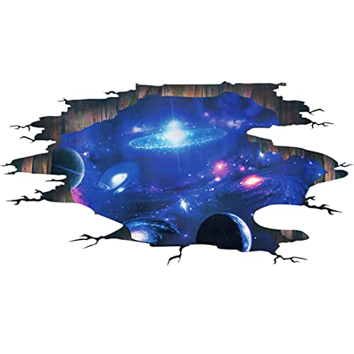 Amaonm Creative 3D Blue Cosmic Galaxy Wall Decals Removable PVC Magic 3D Milky Way Outer Space Planet Window Wall Stickers Murals Wallpaper Decor for Home Walls Floor Ceiling Boys Room Kids Bedroom