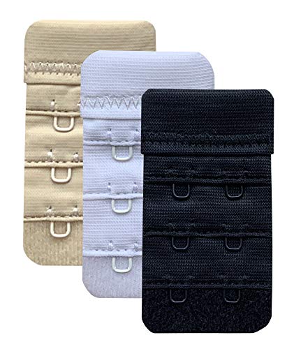 Chanie Women Pack of 3 Soft Comfortable 2 Hooks Bra Extender,2.4"x 1.5"