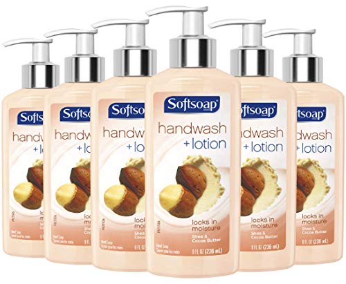 Book Cover Softsoap Hand Wash Plus Lotion Pump, Shea and Cocoa Butter - 8 fluid ounce (6 Pack)