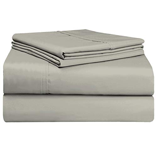 Book Cover Pizuna 400 Thread Count Sheet Set Full Size Silver, 100% Long Staple Cotton Beautiful Sateen Bed Sheets Deep Pockets fit Upto 15â€ (Cotton Sheets Full Size Silver)