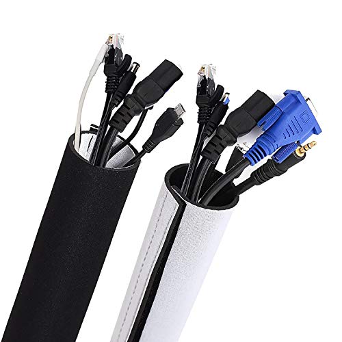Book Cover Management Sleeve Wire, GIKPAL 120 inch Cable Cord Organizer Flexible Cable Wrap Wires Hider Protector for Pets TV Computer Office Home Car