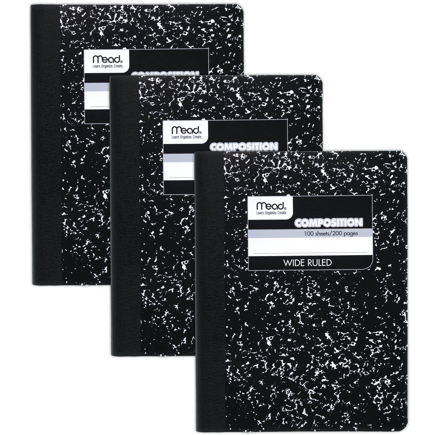 Book Cover Mead Composition Notebooks, 3 Pack, Wide Ruled Paper, 9-3/4