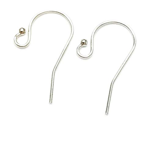 14K Solid White Gold Earwires W/Bead Tip - DIY Earrings - French Ear Hooks 14KT