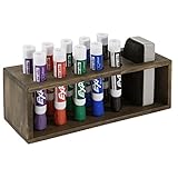 MyGift Wall Mounted Rustic Brown Solid Wood Dry Erase Marker Holder with 11 Slot Marker and Eraser Holder, Whiteboard Accessories Storage Organizer