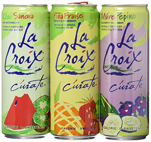 La Croix C'urate Variety Pack, Blackberry Cucumber, Kiwi Watermelon, Pineapple Strawberry Curate, 12 OZ Cans (3 Flavor Variety Pack, Total of 12 Cans)