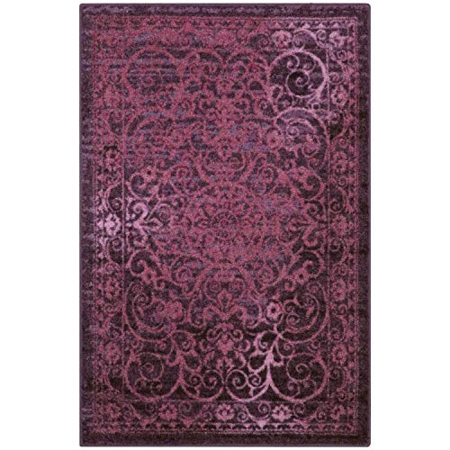 Maples Rugs Pelham Vintage Medallion Area Rugs - Made in USA - Low Pile, Non Slip, Pet-Friendly Large Mat for Bedroom, Office, Living & Dining Room, 8' x 10', Wineberry