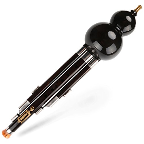 OrientalMusicSanctuary Professional Black Sandalwood Hulusi - Chinese Curcubit Gourd Flute (Key of G)
