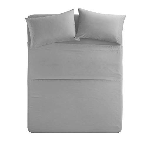 Book Cover Comfort Spaces Ultra Soft Hypoallergenic Microfiber 4 Piece Set, Wrinkle Fade Resistant Sheets with Pillow Cases Bedding, Twin XL, Light Gray