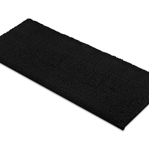 Book Cover MAYSHINE Non-Slip Bathroom Rugs Shag Shower Mat Machine-Washable Bath Mats Runner with Water Absorbent Soft Microfibers - 27.5x47 Inches Black