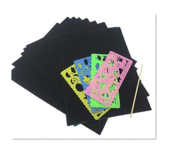 Mseeur Scratch and Sketch Art papers, Scratch Art Rainbow with Two Stylus and Four Different Colors of the Rulers
