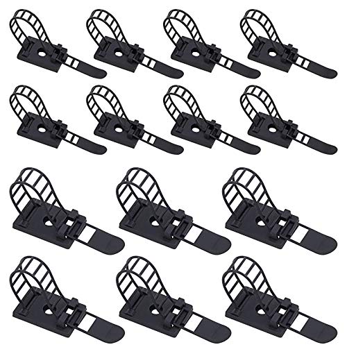 Book Cover Rustark 50Pcs 2 Sizes Adjustable Self-Adhesive Nylon Cable Straps Cable Ties Cord Clamp for Wire Management, Large and Small