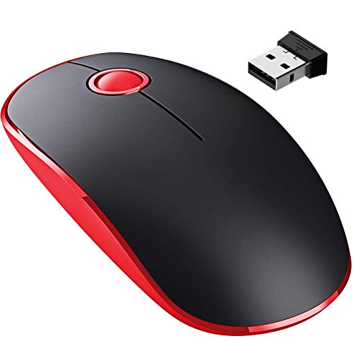 Book Cover VicTsing 2.4G Slim Wireless Mouse with Nano Receiver, Noiseless and Silent Click with 1600 DPI for PC, Laptop, Tablet, Computer, and Mac, Red
