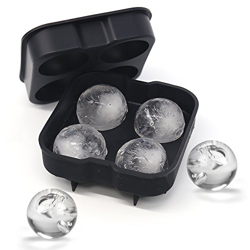 Ice Ball Maker Flexible Silicone Sphere Ice Molds for Whiskey Drinking, FDA Approved Food-Grade by Bseen
