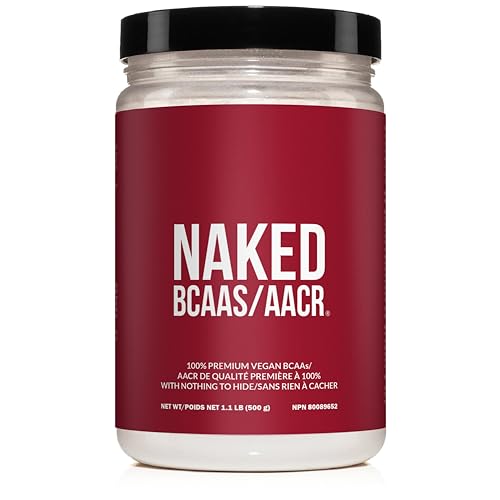 Naked BCAAs Amino Acids Powder, Only 1 Ingredient, 100% Pure 2:1:1 Formula, Vegan Unflavored Branched Chain Amino Acids, Instantized All Natural BCAA Powder Supplement - 500 Grams, 100 Servings