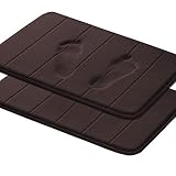Flamingo P Soft Non Slip Absorbent Bath Rugs Memory Foam Two Pieces Bath Mats by FlamingoP (Brown Striped Pattern Size: W17 xL24)