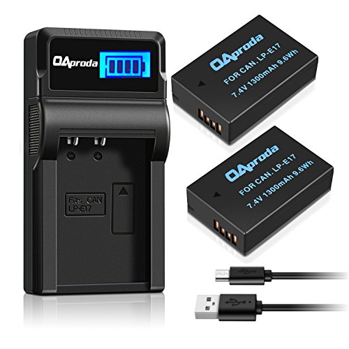 OAproda LP-E17 New Upgraded Battery (2-Pack) and Smart LCD Display USB Charger for Canon LPE17, EOS RP, Rebel T7i, T6i, T6s, SL2, SL3, M6, M5, M3, 77D, 750D, 760D, 800D, 200D, 8000D, KISS X8i Cameras