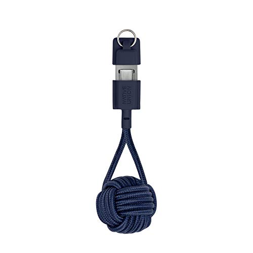 Native Union Key Cable USB-C to USB-A - Ultra-Strong Charging Cable with Key Fob compatible with Samsung Galaxy Z Fold 2, S20+, S20 Ultra, Note 20, Google Pixel 5, iPad Pro (2018 and later) (Marine)