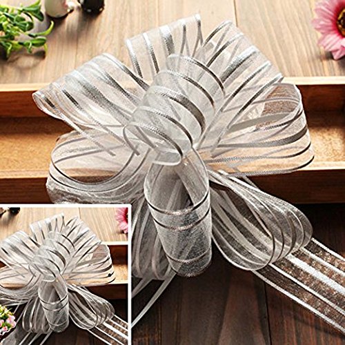 Book Cover EOM Set of 8 Wedding Pull Bow Organza Striped Ribbon String with 35