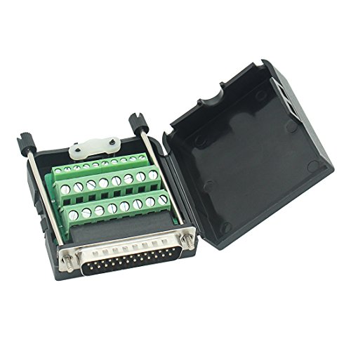 Connector DB25 D-SUB Male Adapter 25-pin Port Adapter to Terminal Connector Signal Module Db25 Breakout Board Solder-Free with case(Male Connector, DB25 with case)