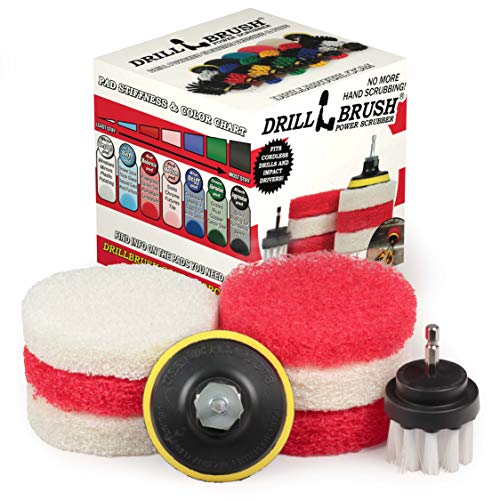 Drillbrush Power Scrubber Scumbusting Scrub Pad Bathroom Cleaning Kit with 2In Short White Brush