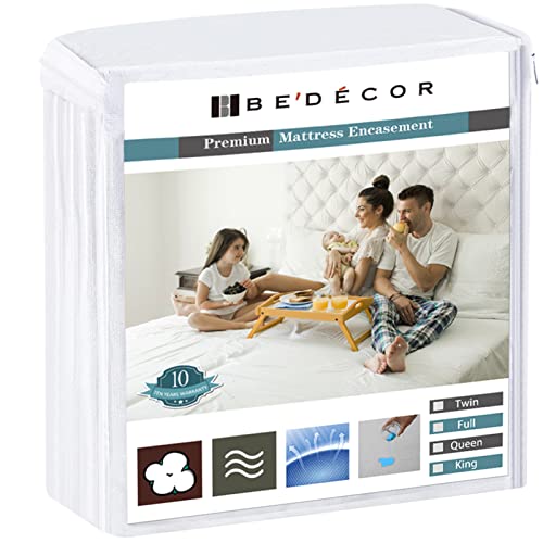 Bedecor Mattress Protector,Waterproof Protection Soft Cotton Terry Top Cover,Mattress Cover Applicable for Babies Pregnant Women Incontinent Persons,Fit Up to 18"-King