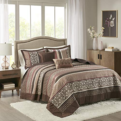 Book Cover Madison Park All Season, Coverlet Bedspread Lightweight Bedding Set, Shams, Decorative Pillow, Polyester, Princeton, Red, Oversized King(120