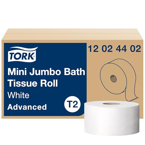 Tork Advanced 12024402 Mini Jumbo Bath Tissue Roll, 2-Ply, 7.36" Diameter, 3.55" Width x 751' Length, White (Case of 12 Rolls, 751' per Roll, 9,012 Feet)