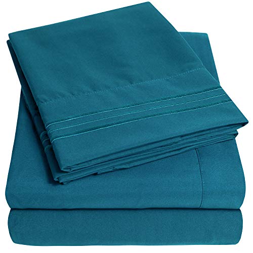 Book Cover 1500 Supreme Collection Bed Sheet Set - Extra Soft, Elastic Corner Straps, Deep Pockets, Wrinkle & Fade Resistant Sheets Set, Luxury Hotel Bedding, Queen, Teal