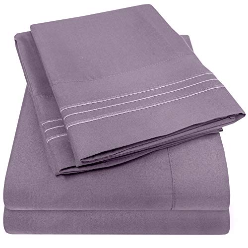 1500 Supreme Collection Extra Soft Queen Sheets Set, Plum - Luxury Bed Sheets Set with Deep Pocket Wrinkle Free Bedding, Over 40 Colors, Queen Size, Plum