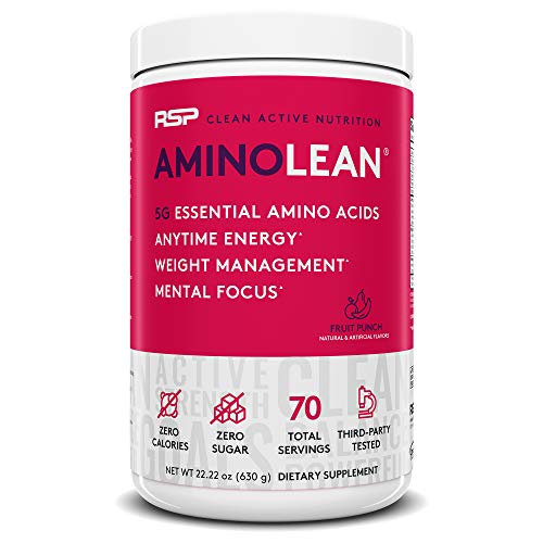 RSP AminoLean - All-in-One Pre Workout, Amino Energy, Weight Management Supplement with Amino Acids, Complete Preworkout Energy for Men & Women, Fruit Punch, 70 (Packaging May Vary)