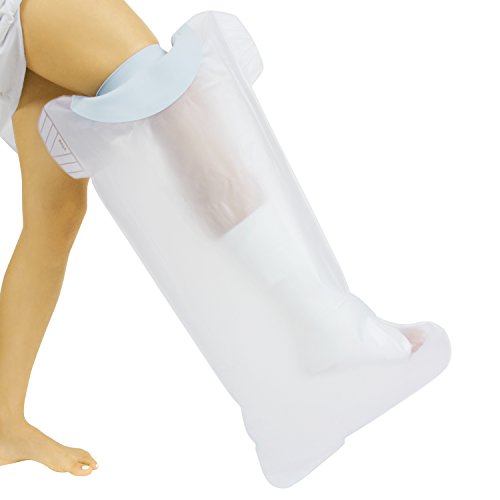 Vive Leg Cast Cover - Waterproof Cast Bag Bandage Protector for Shower, Broken Foot, Ankle, Knee, Toe - Watertight Adult Plastic Protection Dry Bag - Half Leg Water Tight, Resistant, Submersible Seal