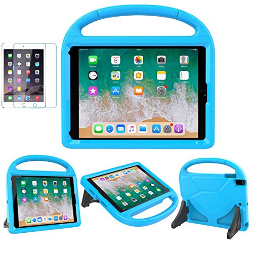 iPad 9.7 2018/2017 / Air 1/2 / Pro 9.7 Case for Kids - SUPLIK Duable Shockproof Protective Handle Bumper Stand Cover with Screen Protector for iPad 9.7 inch 5th/6th Generation, Blue
