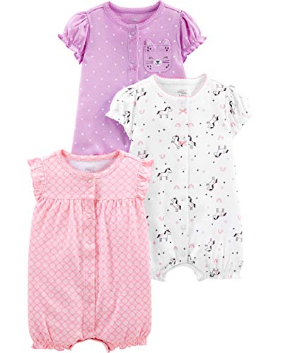 Book Cover Simple Joys by Carter's Baby Girls' 3-Pack Snap-up Rompers
