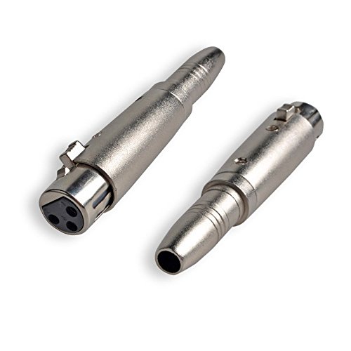 XLR to 6.35mm Adapter, Conwork 2-Pack Mono 1/4" 6.35mm Female to XLR Female Connector Professional Metal Construction Mic Jack Plug Converter