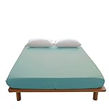 BuLuTu Cotton Premium Deep Pocket Solid Fitted Bed Sheet Twin Green-Breathable, Durable and Comfortable,Single Fitted Sheet Without Pillowcases