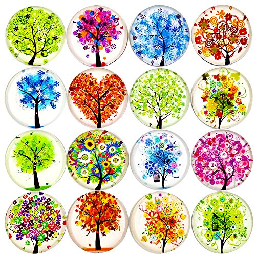 16pcs Beautiful Glass Refrigerator Magnets Fridge Stickers Funny for Office Cabinets Whiteboards Tree of Life Decorative Photo Abstract
