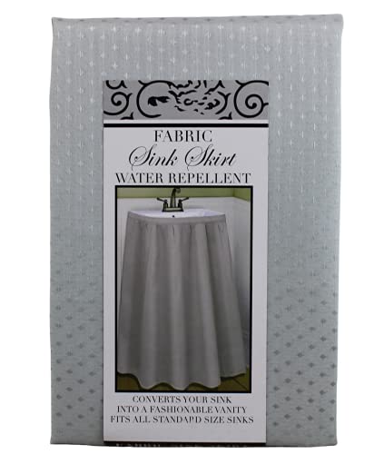 Dependable Industries inc. Essentials Fabric Sink Skirt Diamond Mosaic Stitch Platinum Silver Grey