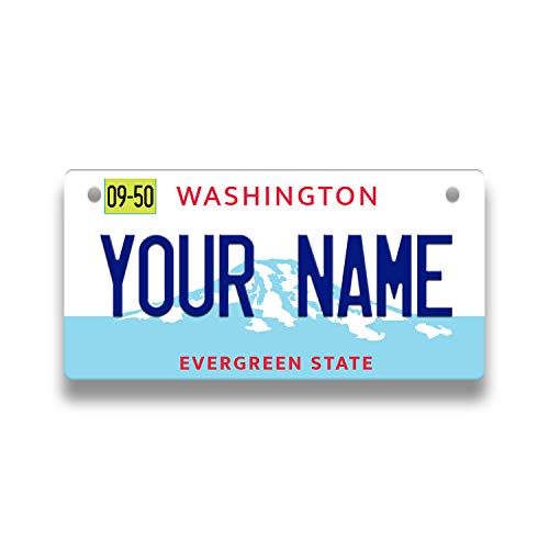 Bleu Reign Personalized Mini Metal License Plate Washington 3x6 inches Custom Name Bicycle Bike Stroller Children's Toy Car