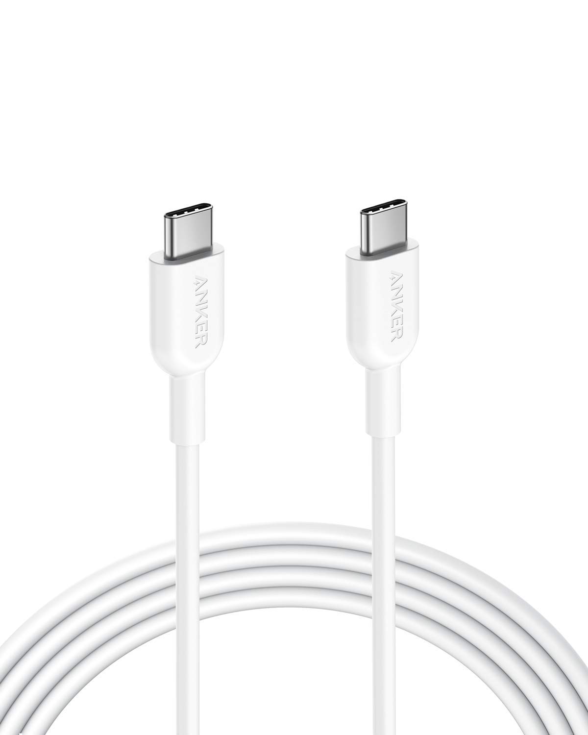 Anker USB C to USB C Cable, Powerline II USB-C to USB-C 2.0 Cord (6ft) USB-IF Certified, Power Delivery PD Charging for MacBook, Matebook, iPad Pro 2020, Chromebook, Switch, and More(White) 6ft white