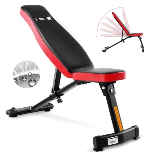 ISE SY-5021 Adjustable Folding Multifunctional Incline Weight Bench, Flat Weight Decline Inclined Abs for Fitness Professional Training with Backrest,