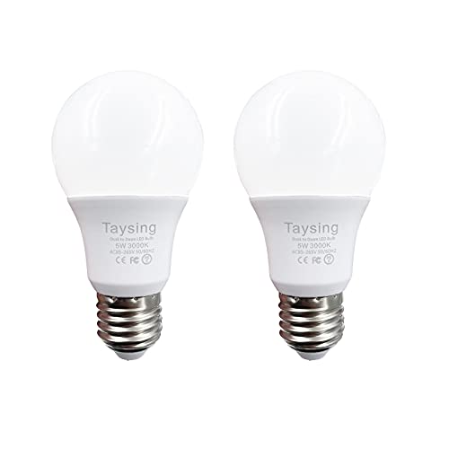 Taysing Dusk to Dawn Light Bulbs Auto On/Off 40 Watt Equivalent Smart Light Sensor LED Bulb Security Bulb Outdoor Night Light Bulb Garage Porch 5W 500lm E26 Soft White 2 Pack