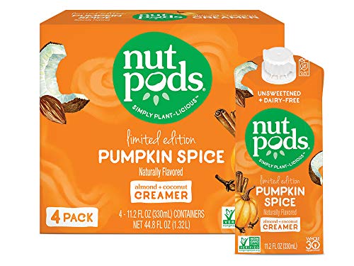 Book Cover nutpods Pumpkin Spice, Unsweetened Dairy-Free Liquid Coffee Creamer Made From Almonds and Coconuts (4-pack)