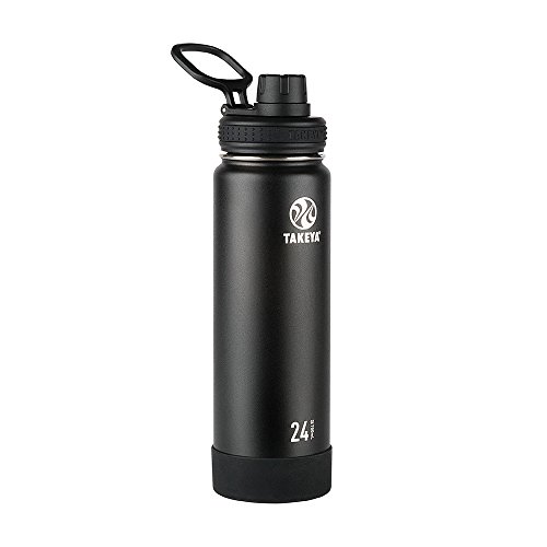Book Cover Takeya Actives Insulated Stainless Water Bottle with Insulated Spout Lid, 24oz, Onyx