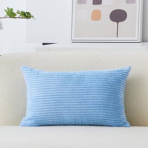 Book Cover HOME BRILLIANT Decorative Striped Corduroy Rectangle Cushion Cover Oblong Pillow Cover for Couch, 12