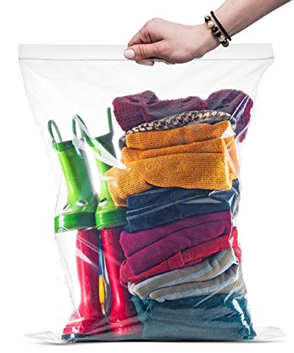 Book Cover Extra Large Strong Extra Heavy Clear Zip Lock Storage Bags, 49 Count 5 Gallon 18x24 Jumbo Size, Great for Freezer or Storage (49 Bags)