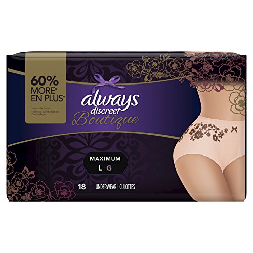 Book Cover Always Discreet Boutique Incontinence & Postpartum Underwear for Women, Disposable, Maximum Protection, Large, 18 Count