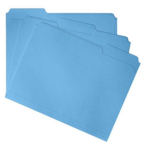 Book Cover File Folder, 1/3 Cut Tab, Letter Size, Blue, Great for organizing and Easy File Storage, 100 Per Box