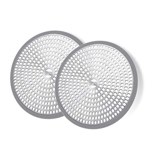 Book Cover LEKEYE Shower Hair Catcher Drain Protector Strainer-Steel & Silicone 2 Pack